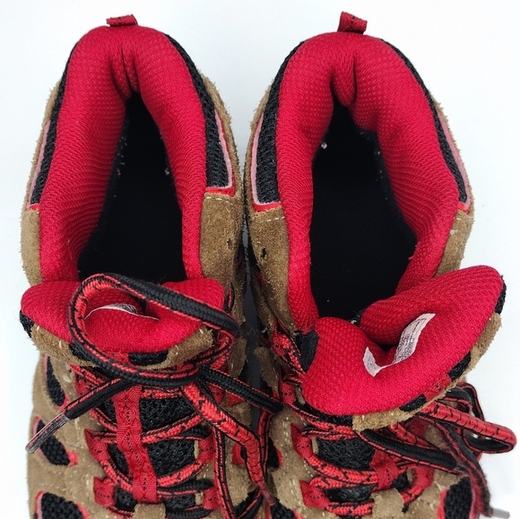 Merrell Suede Brown Red Performance Footwear Hiking Lace Up Boots Sz 1 - Picture 9 of 11
